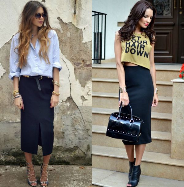 how to wear black pencil skirt