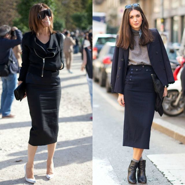 Learn how to wear a black pencil skirt when is cold outside