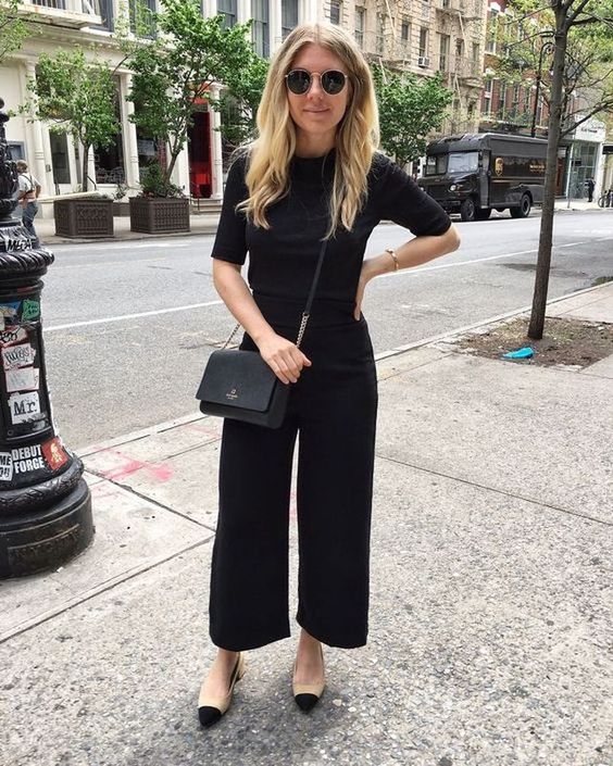 Black wide leg pants outfit