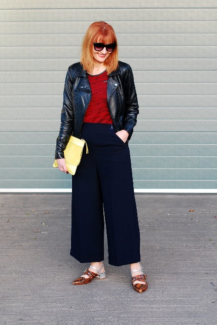 Black culotte outfit ideas

