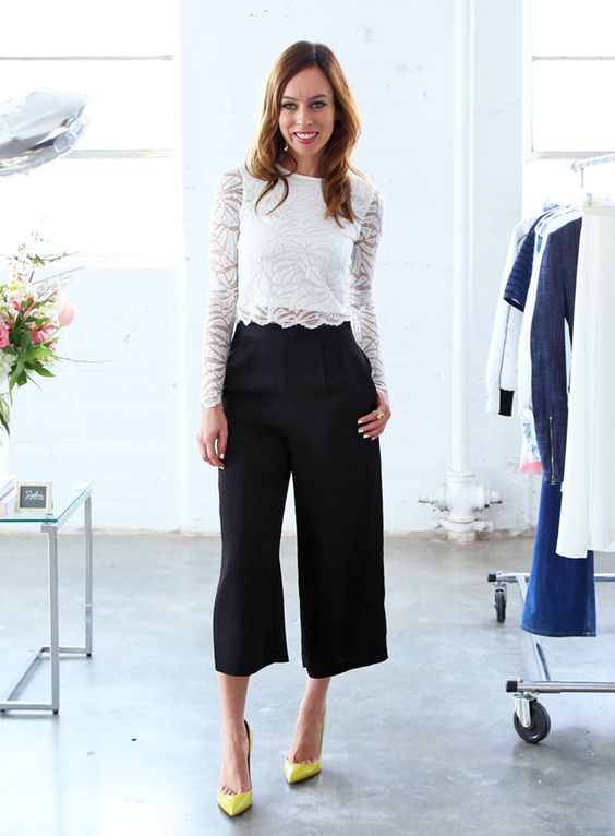 Black culottes outfit